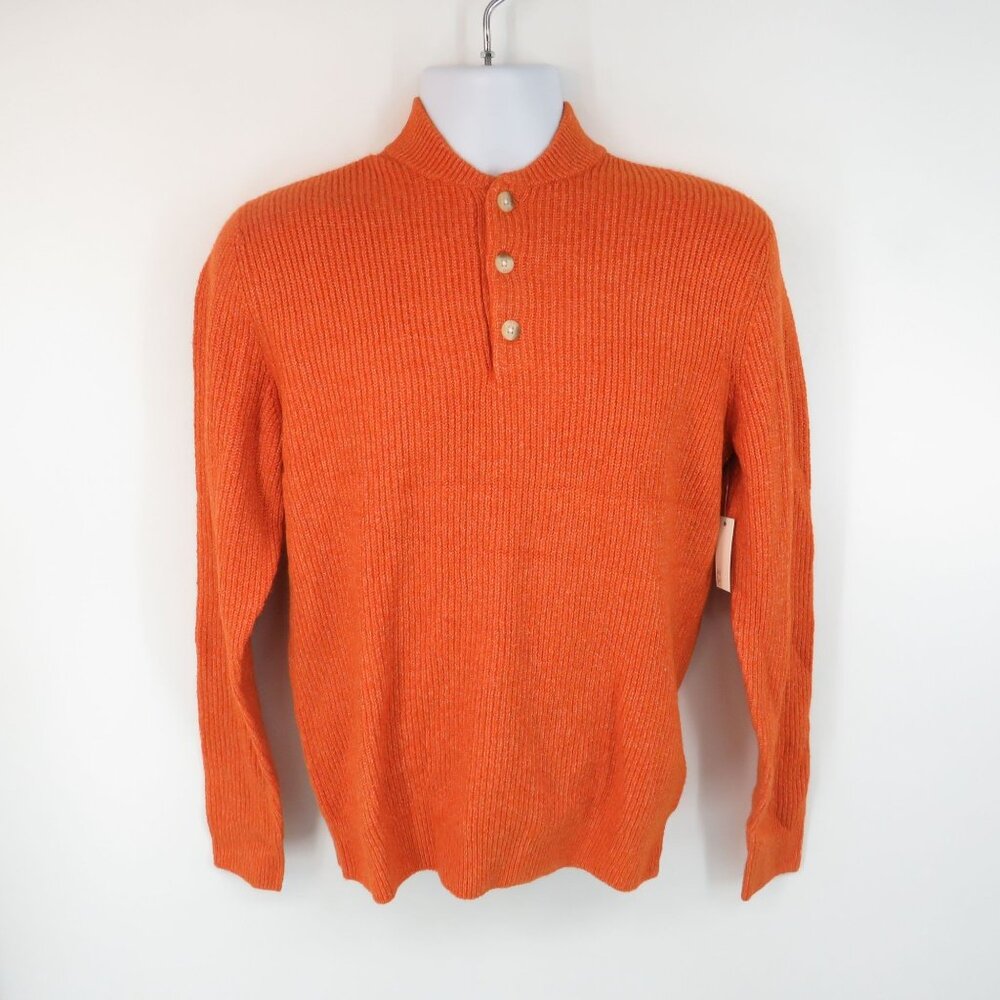 Amazon Essentials Men's Orange 1/4 Button Sweater Small NWT